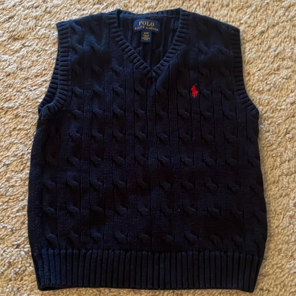 Polo navy cable knit vest
